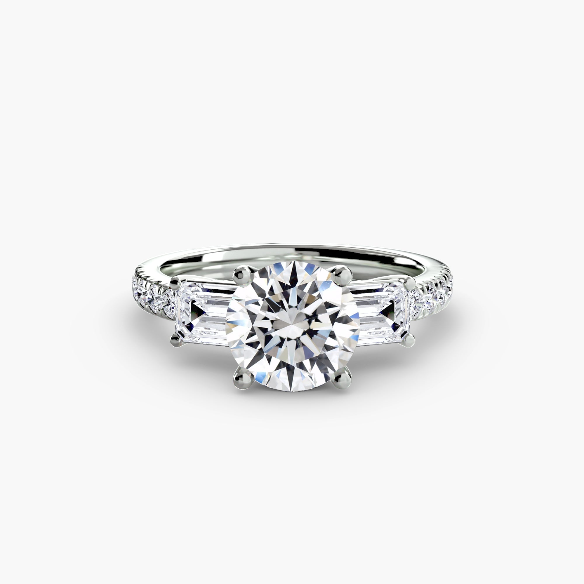 Baguette and Pavé Three Stone Setting