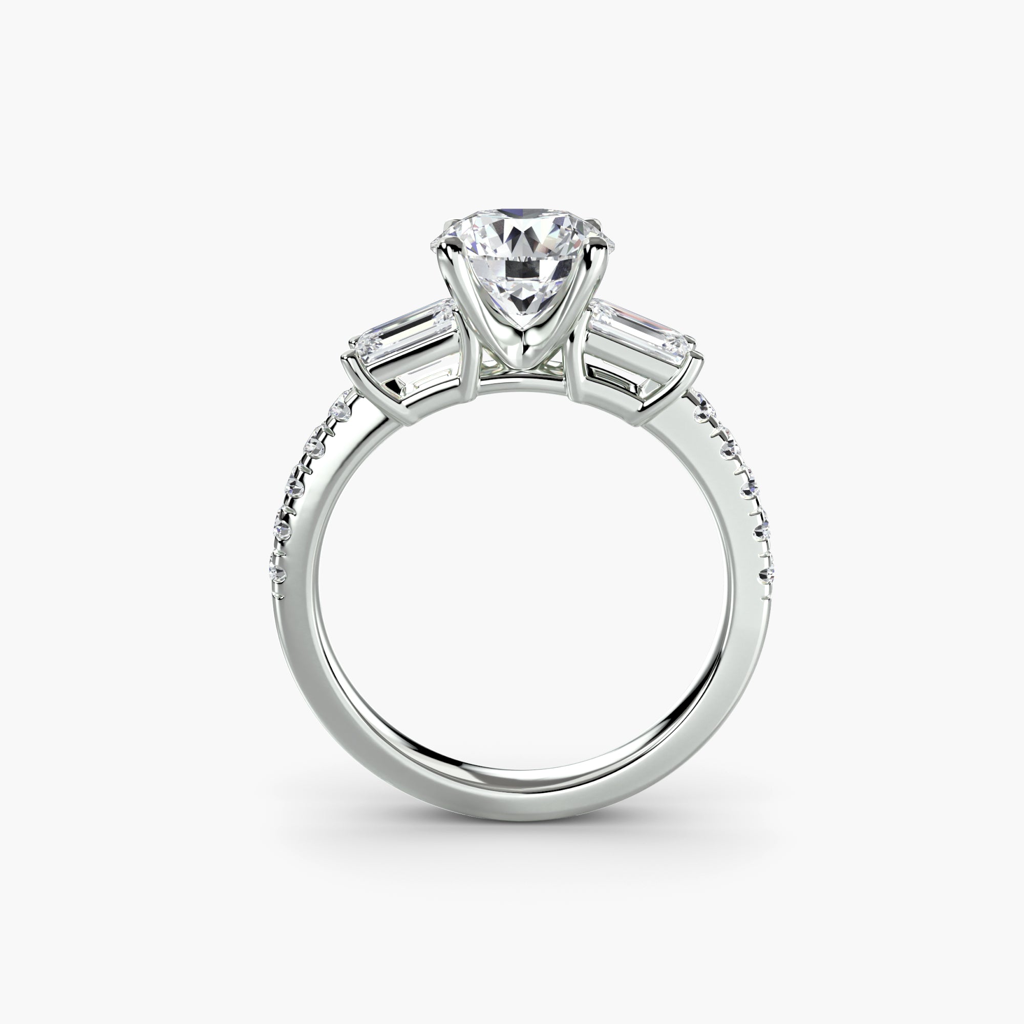 Baguette and Pavé Three Stone Setting