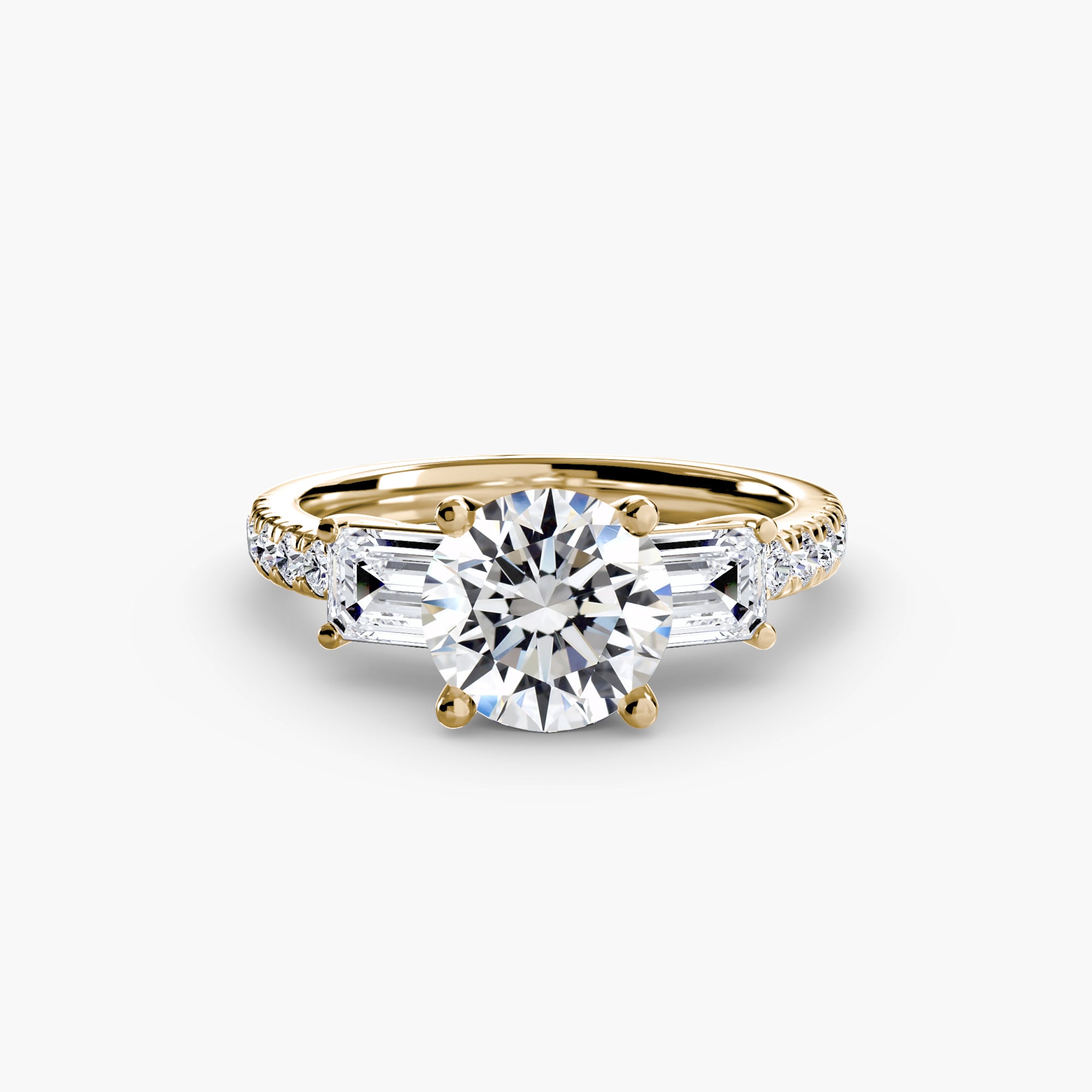 Baguette and Pavé Three Stone Setting