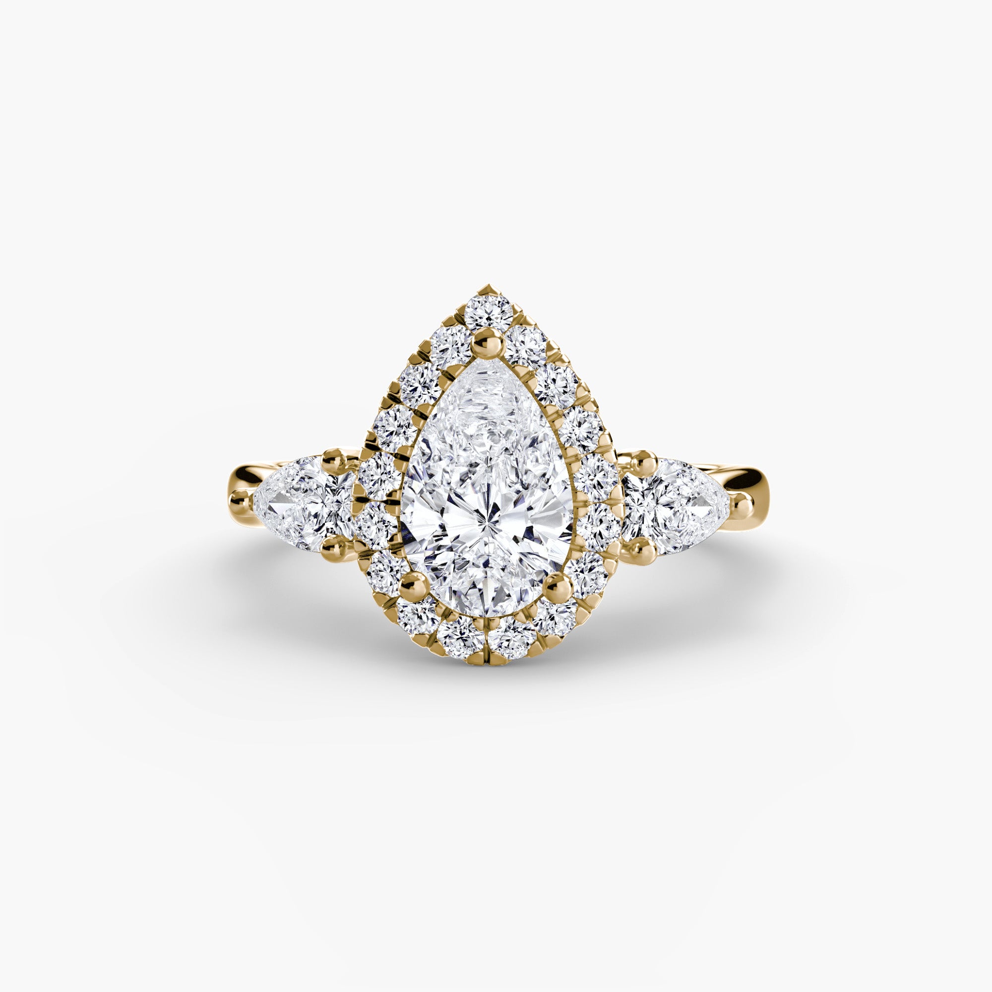 Pear Halo Three Stone Setting