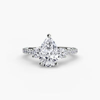 Three-Stone Ring with Pavé Band 5 ring setting in 14k white gold