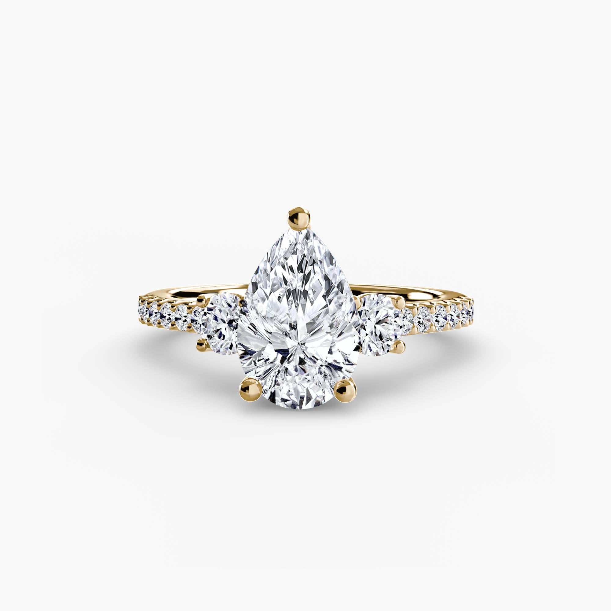 Pear Three Stone Pavé Setting
