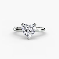 Solitaire ring 2 ring setting in 14k white gold with heart center stone