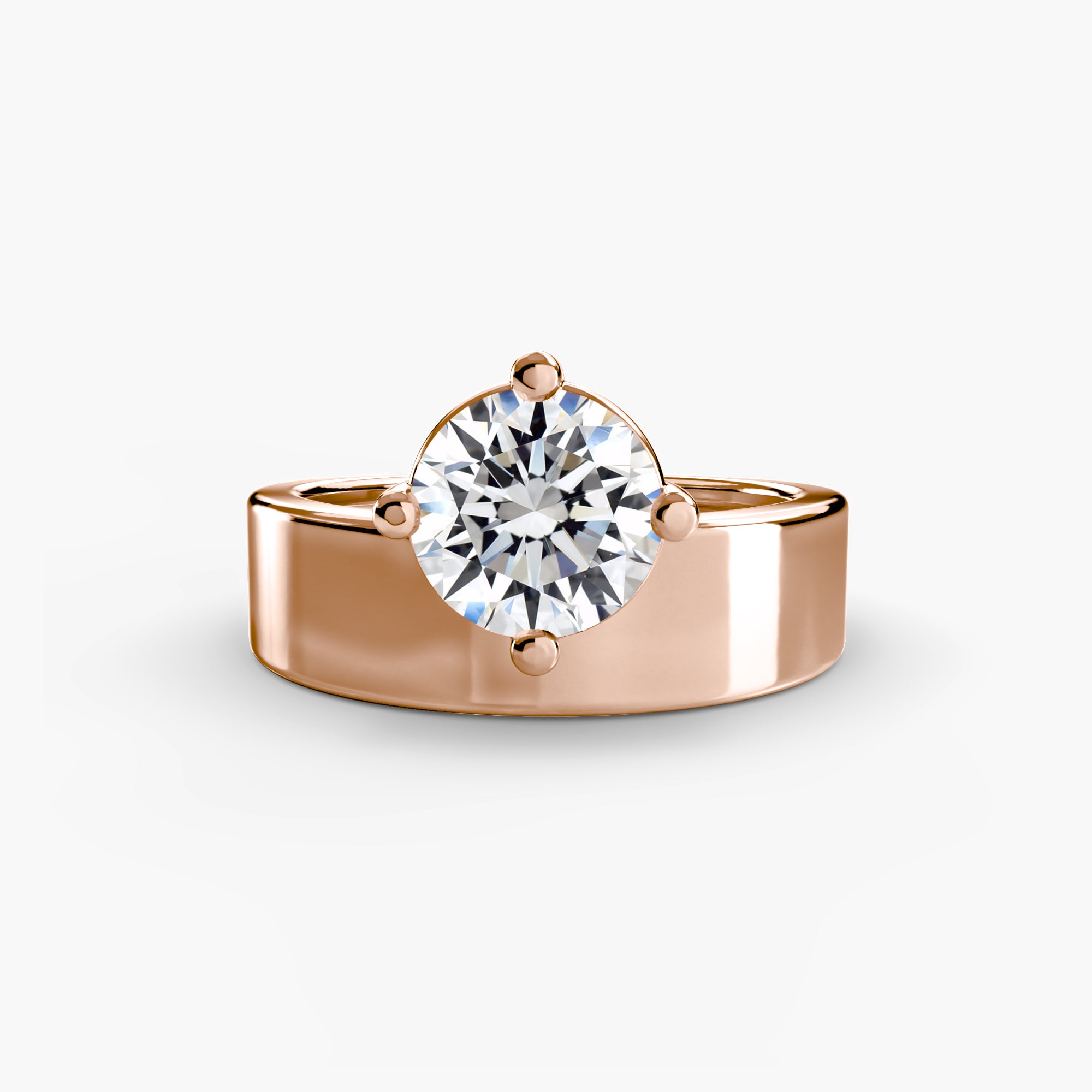 Round Wide Band Solitaire Setting