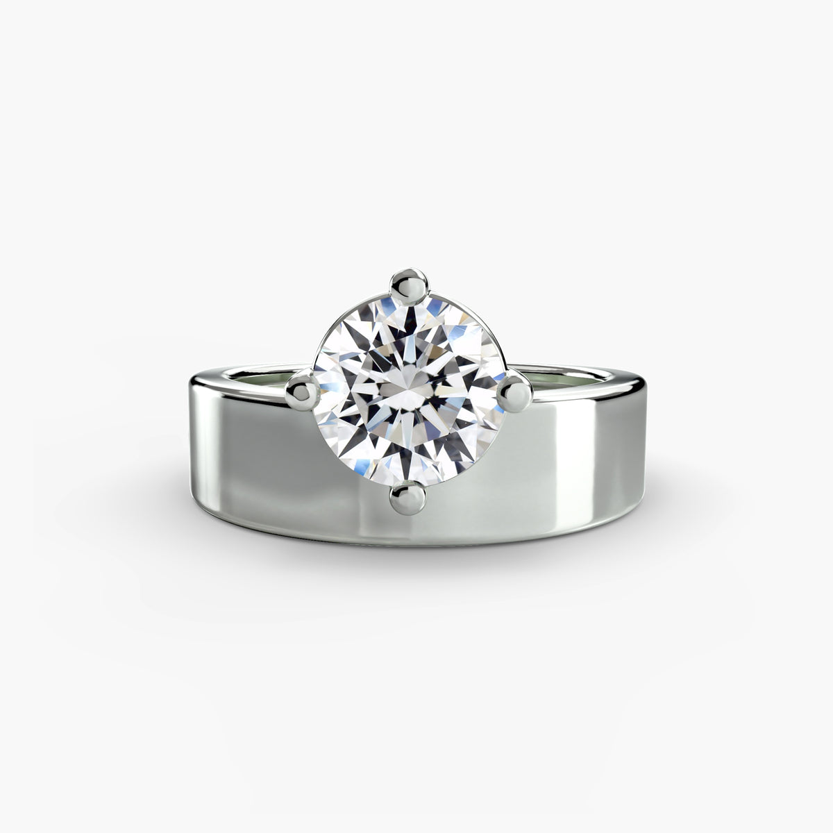 Round Wide Band Solitaire Setting