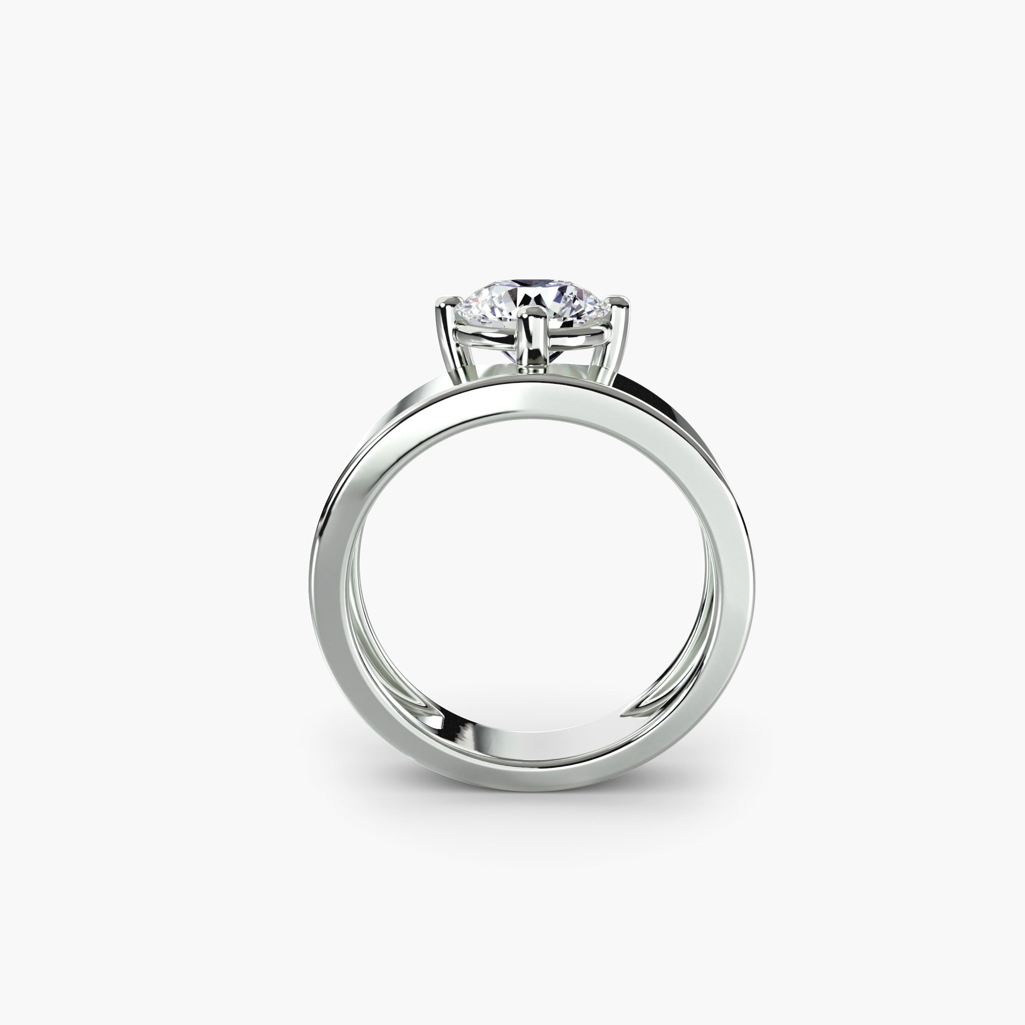 Round Wide Band Solitaire Setting