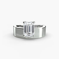 Wide Band Solitaire 2 ring setting in 14k white gold