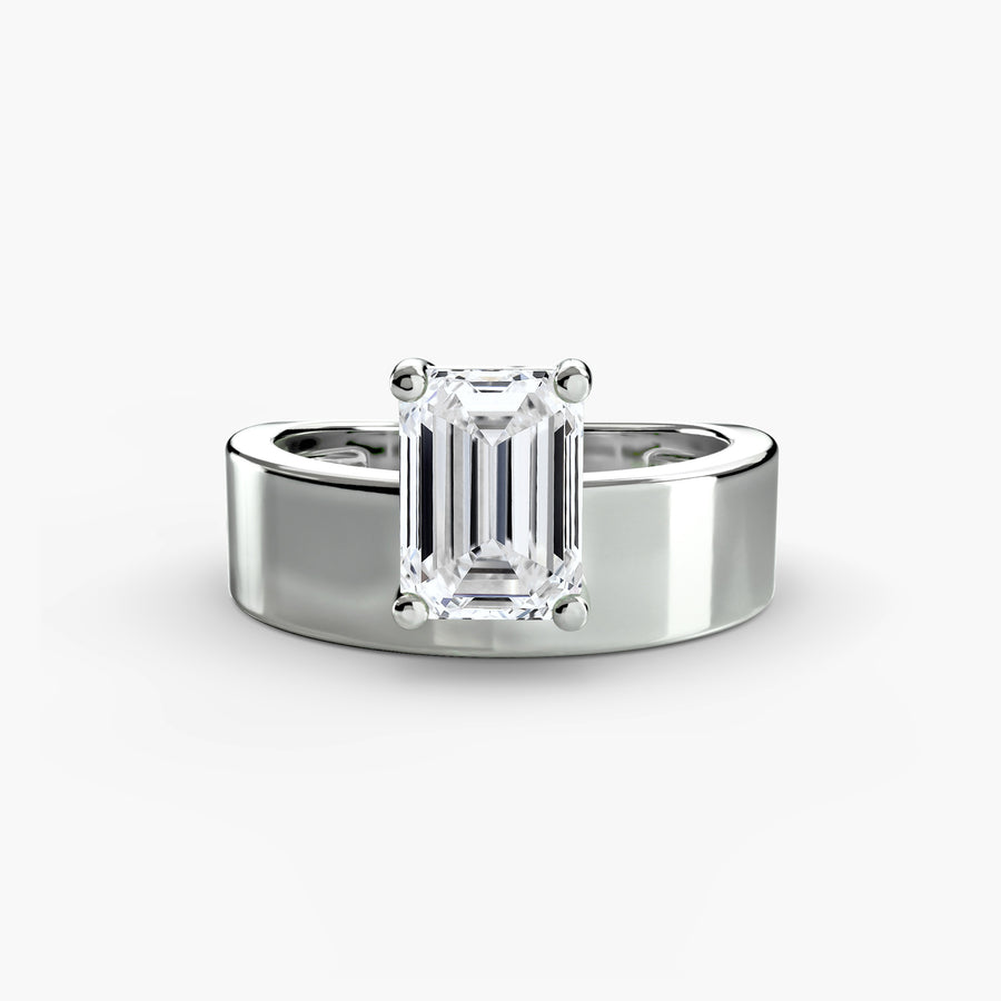 Emerald Wide Band Solitaire Setting