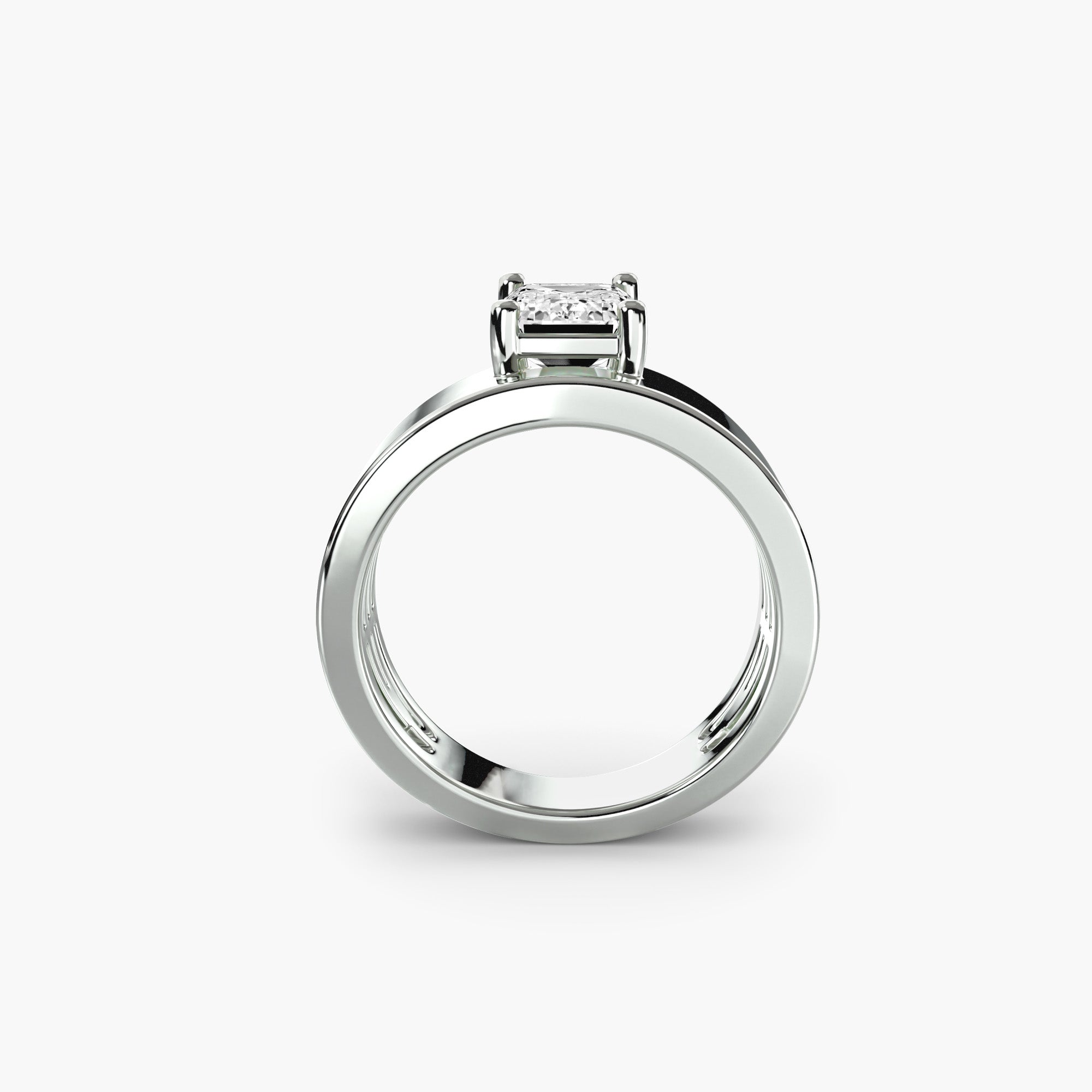 Emerald Wide Band Solitaire Setting