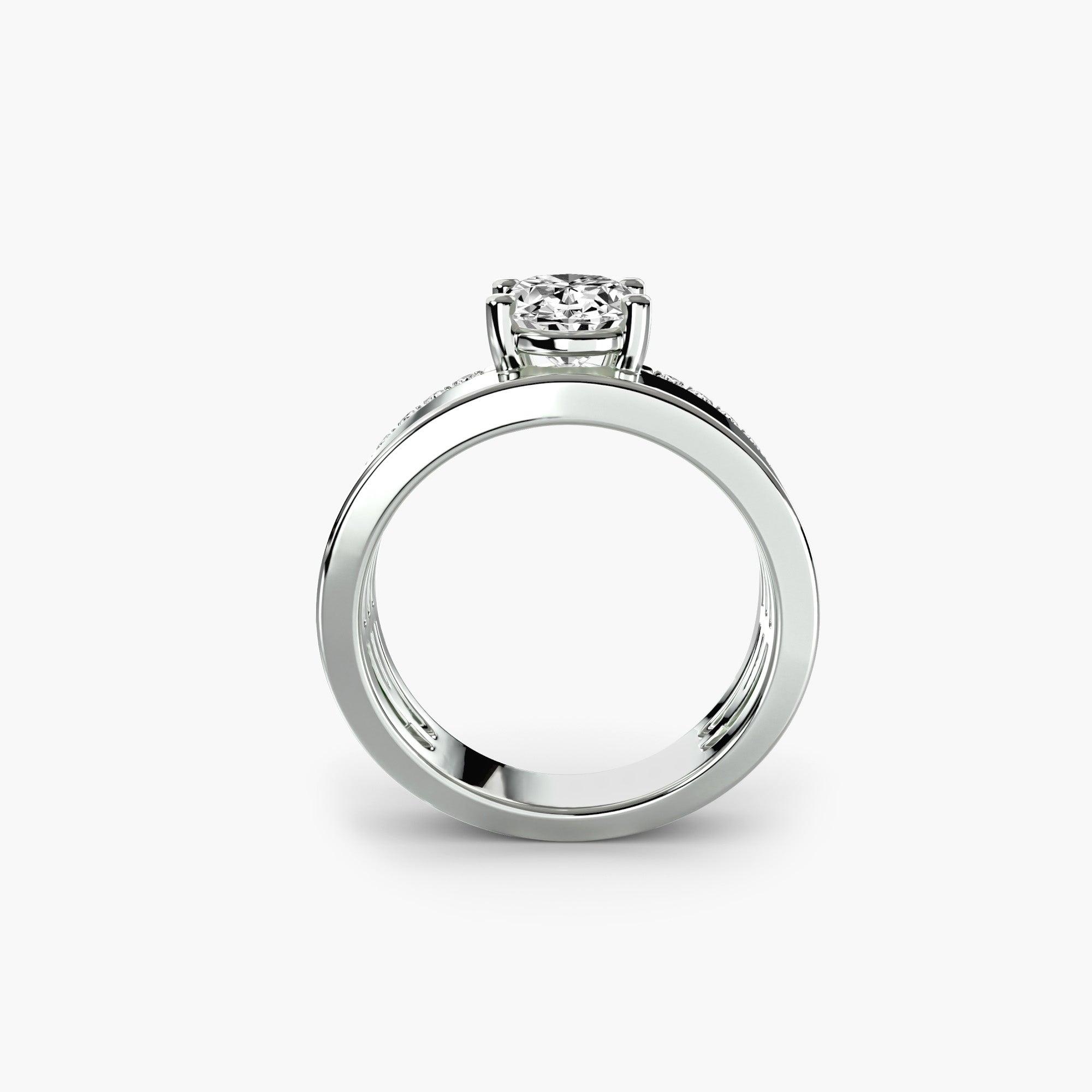 Oval Wide Pavé Band Solitaire Setting