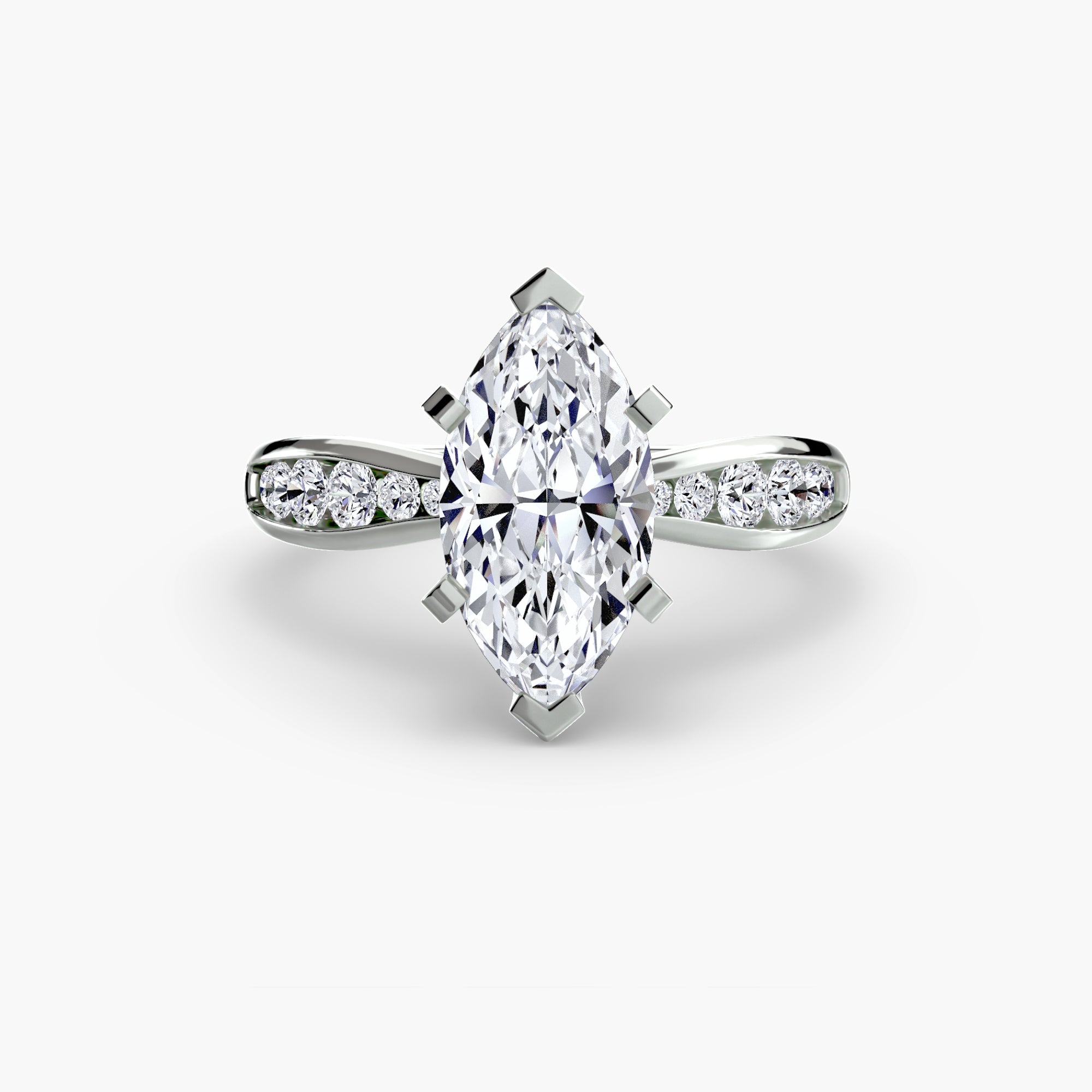 Crescent Pavé Solitaire Setting