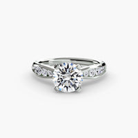 Solitaire with Pavé 3 ring setting in 14k white gold