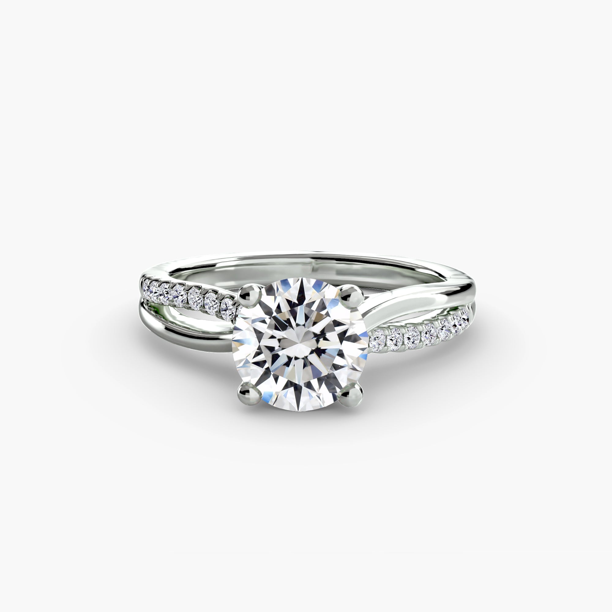 Round Split Shank Pavé Solitaire Setting