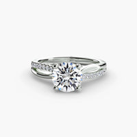The Split Shank Pavé Solitaire ring setting in 14k white gold