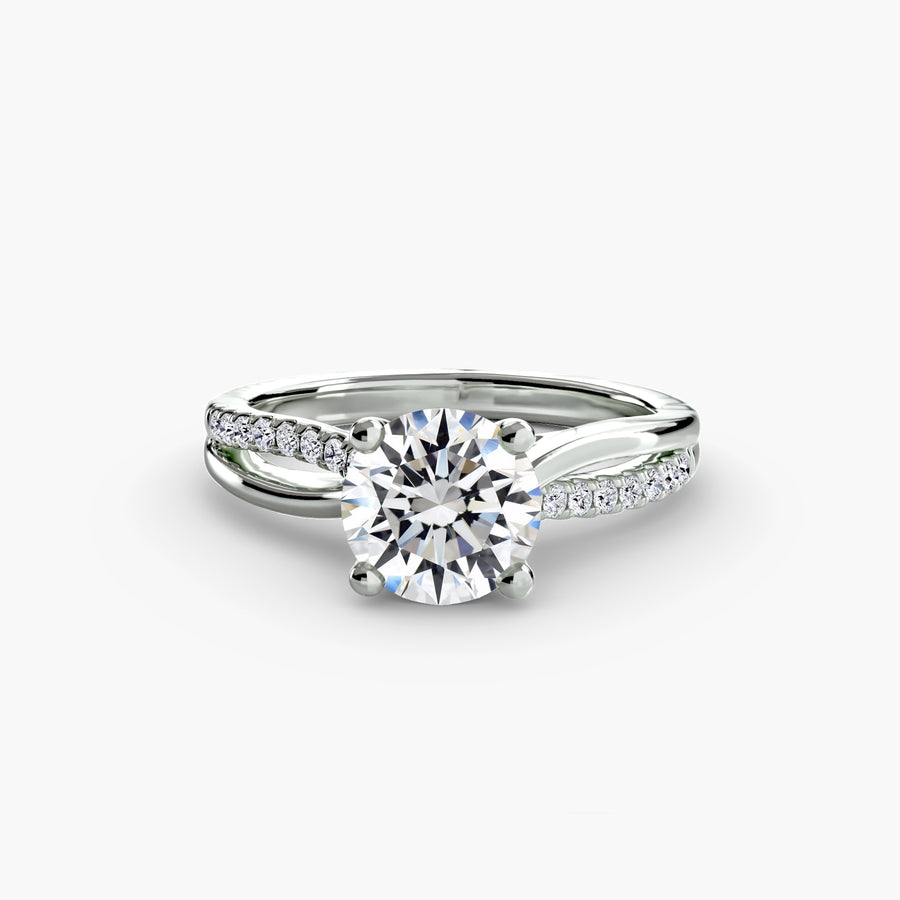 Round Split Shank Pavé Solitaire Setting