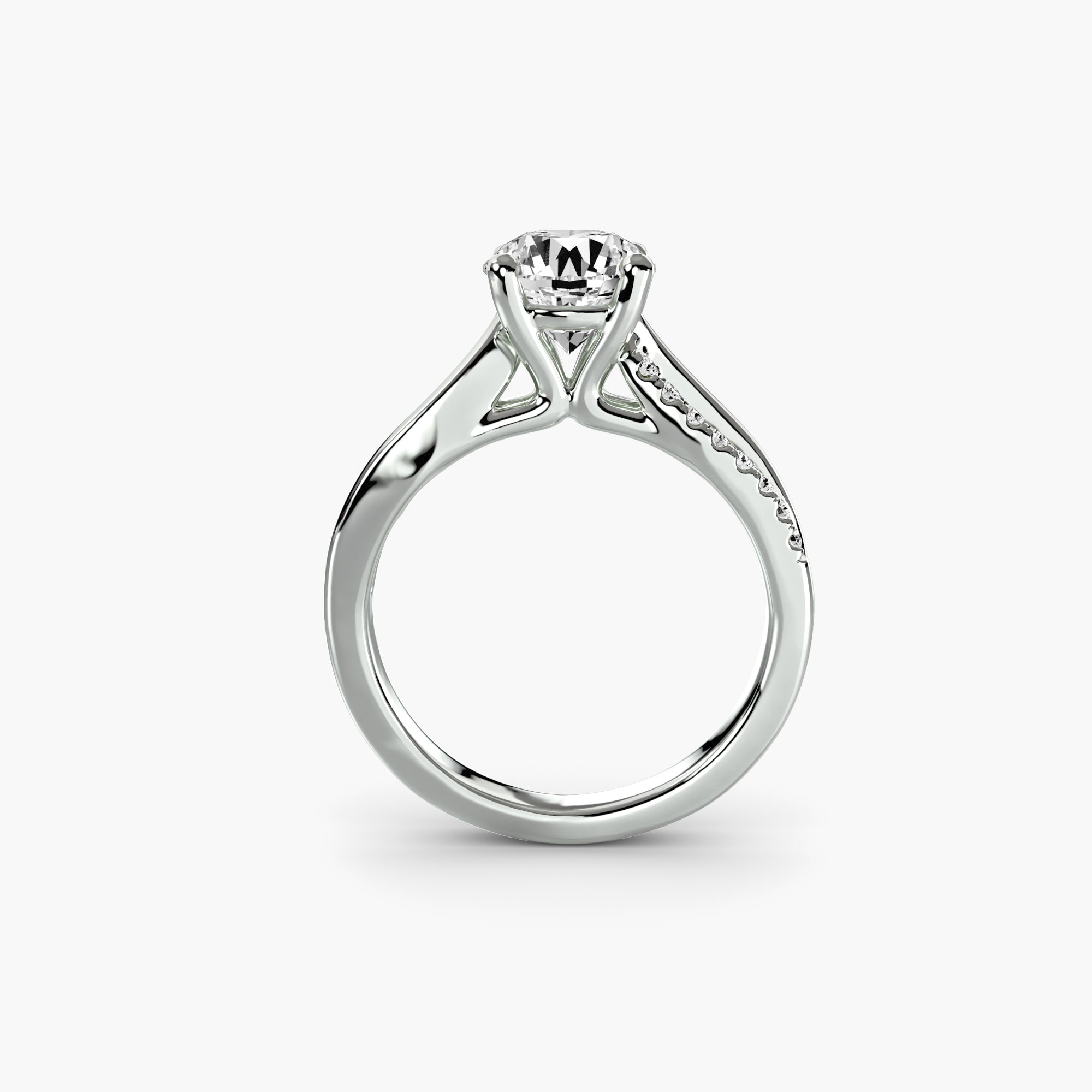 Round Split Shank Pavé Solitaire Setting