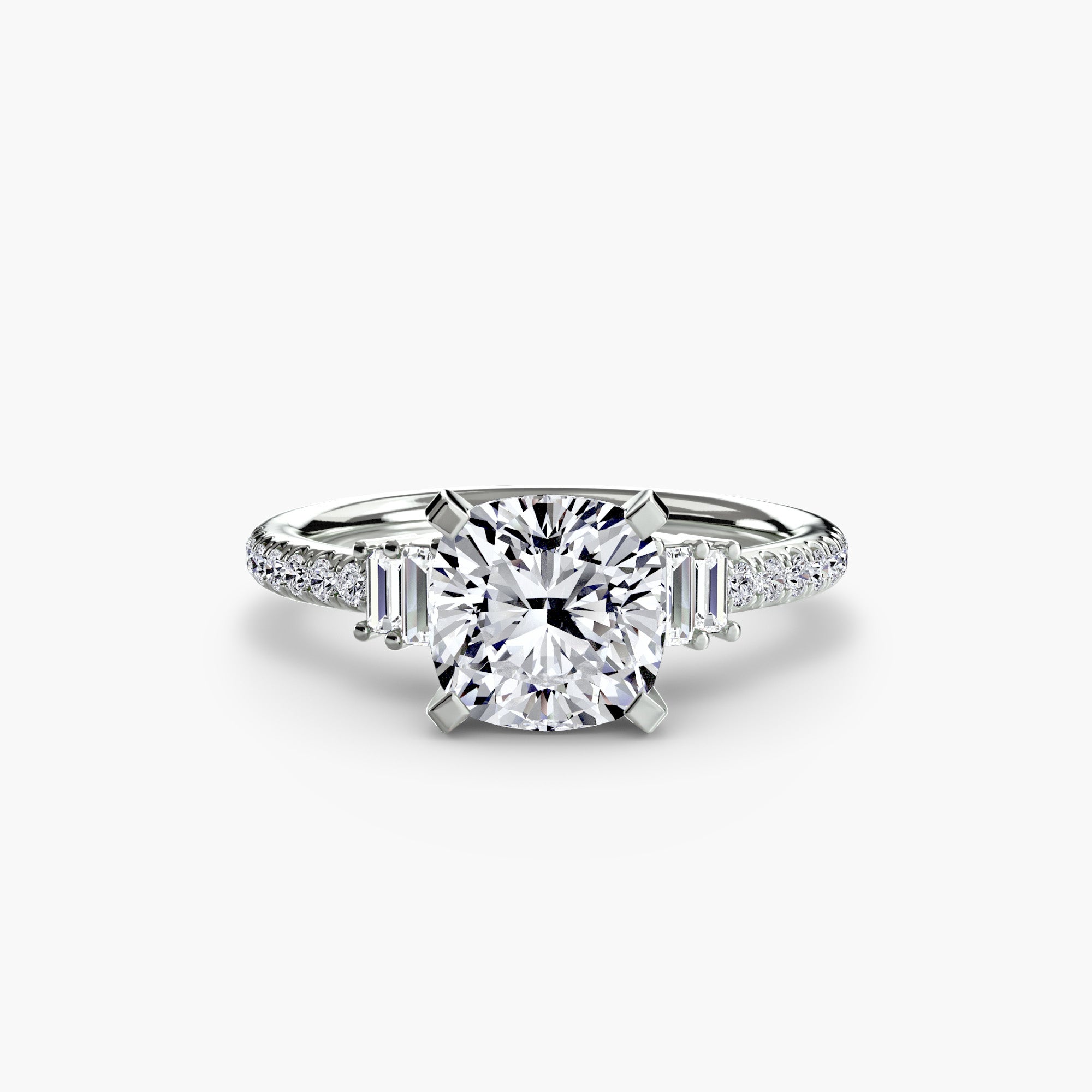 Baguette and Pavé Solitaire Setting