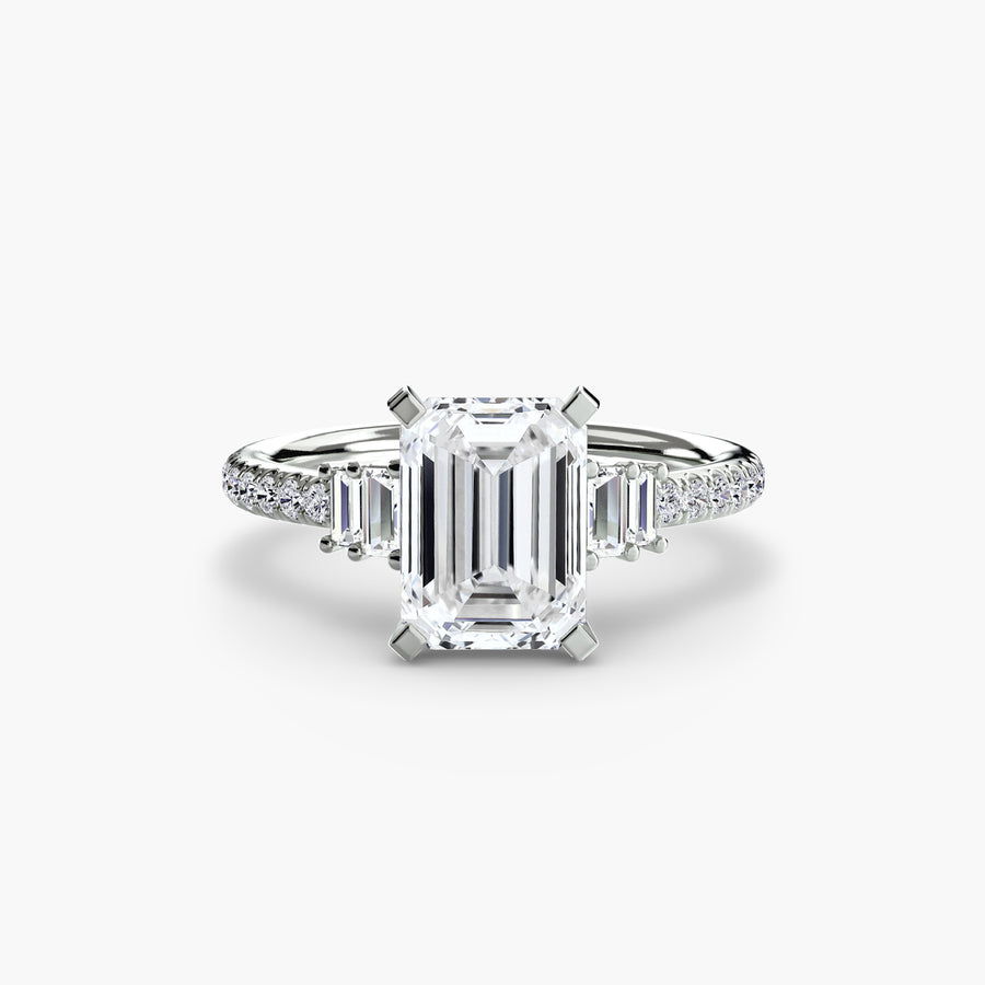 Baguette and Pavé Solitaire Setting