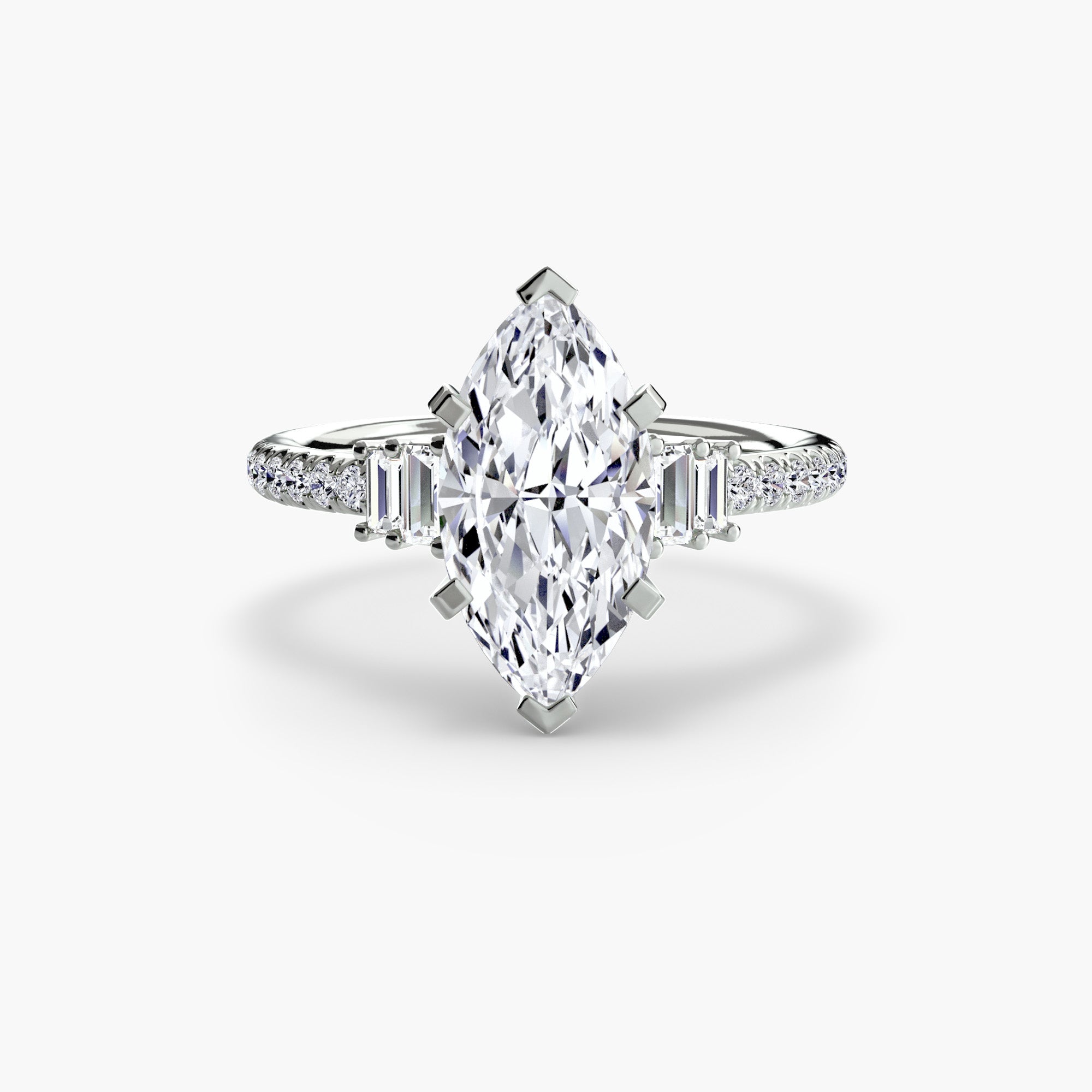 Baguette and Pavé Solitaire Setting
