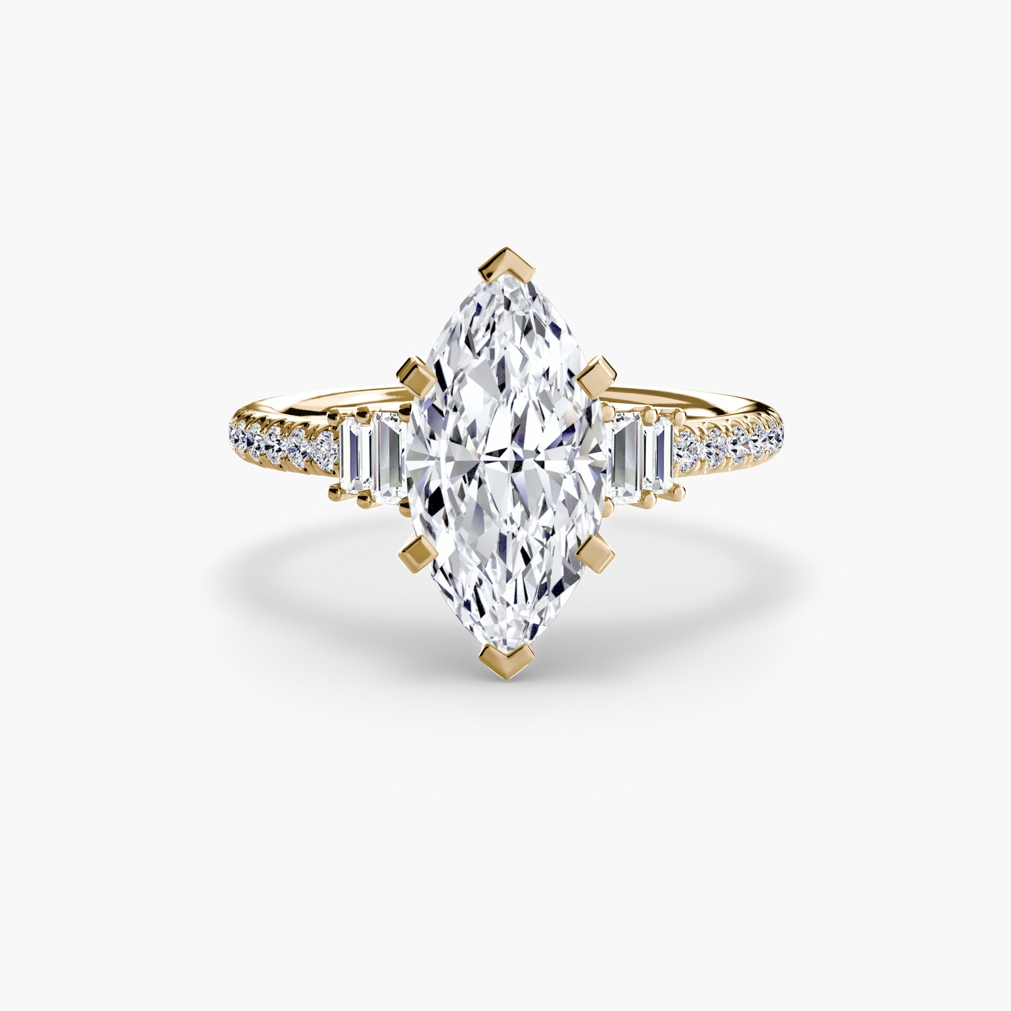Baguette and Pavé Solitaire Setting