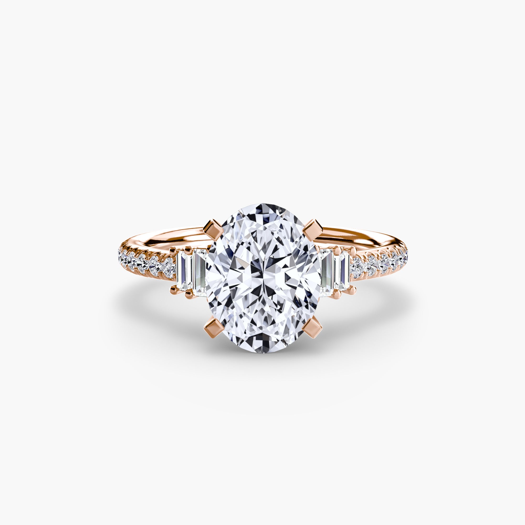 Baguette and Pavé Solitaire Setting