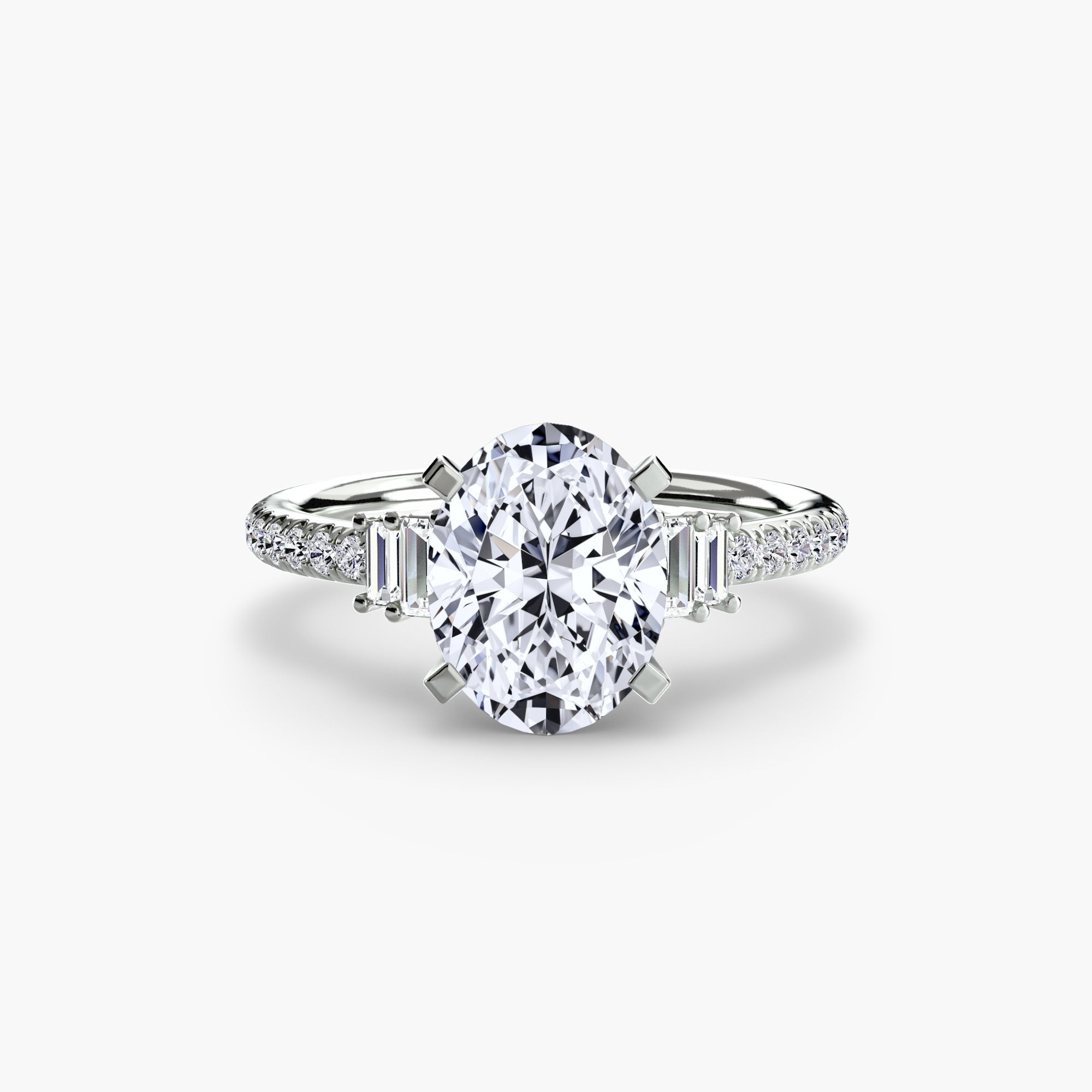 Baguette and Pavé Solitaire Setting