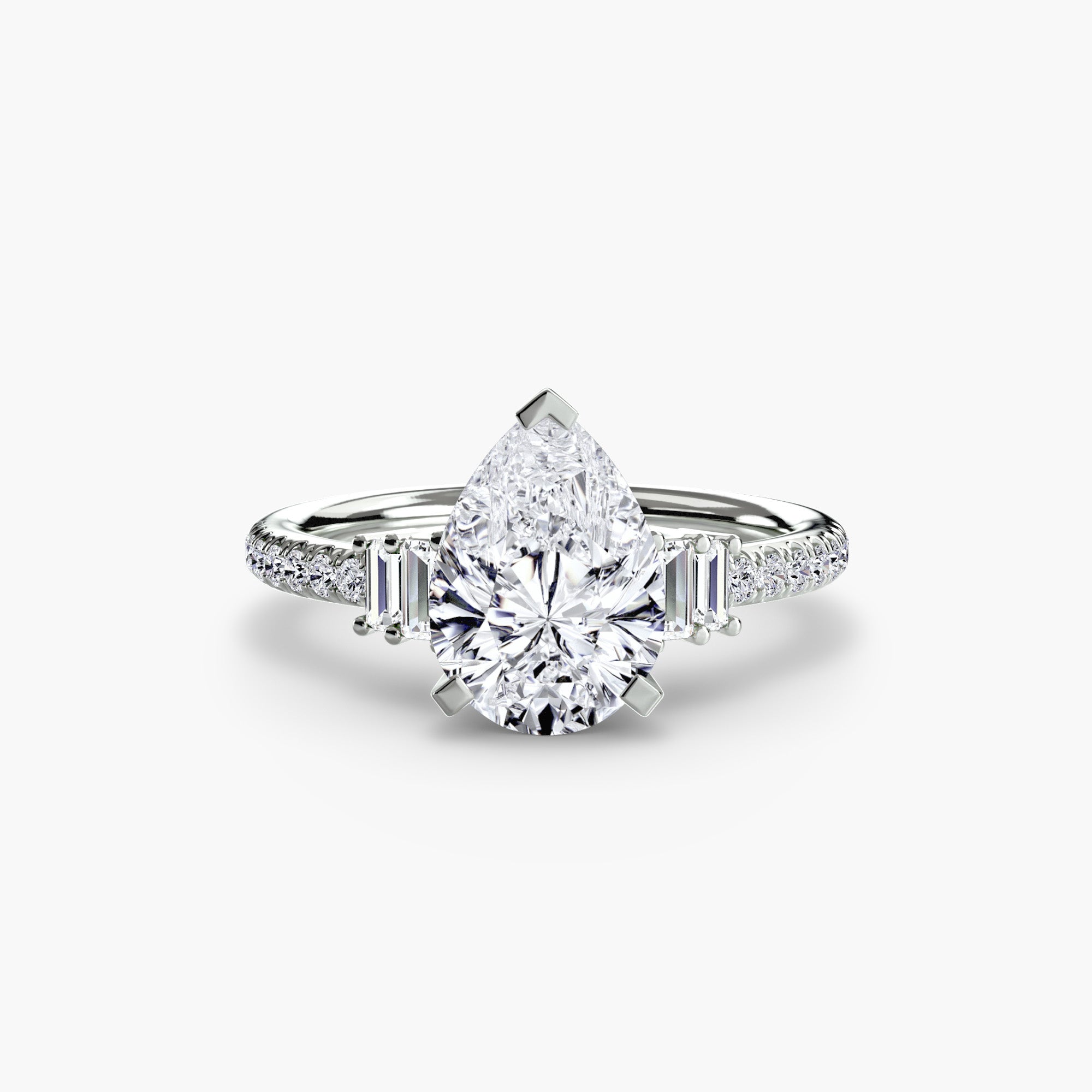 Baguette and Pavé Solitaire Setting
