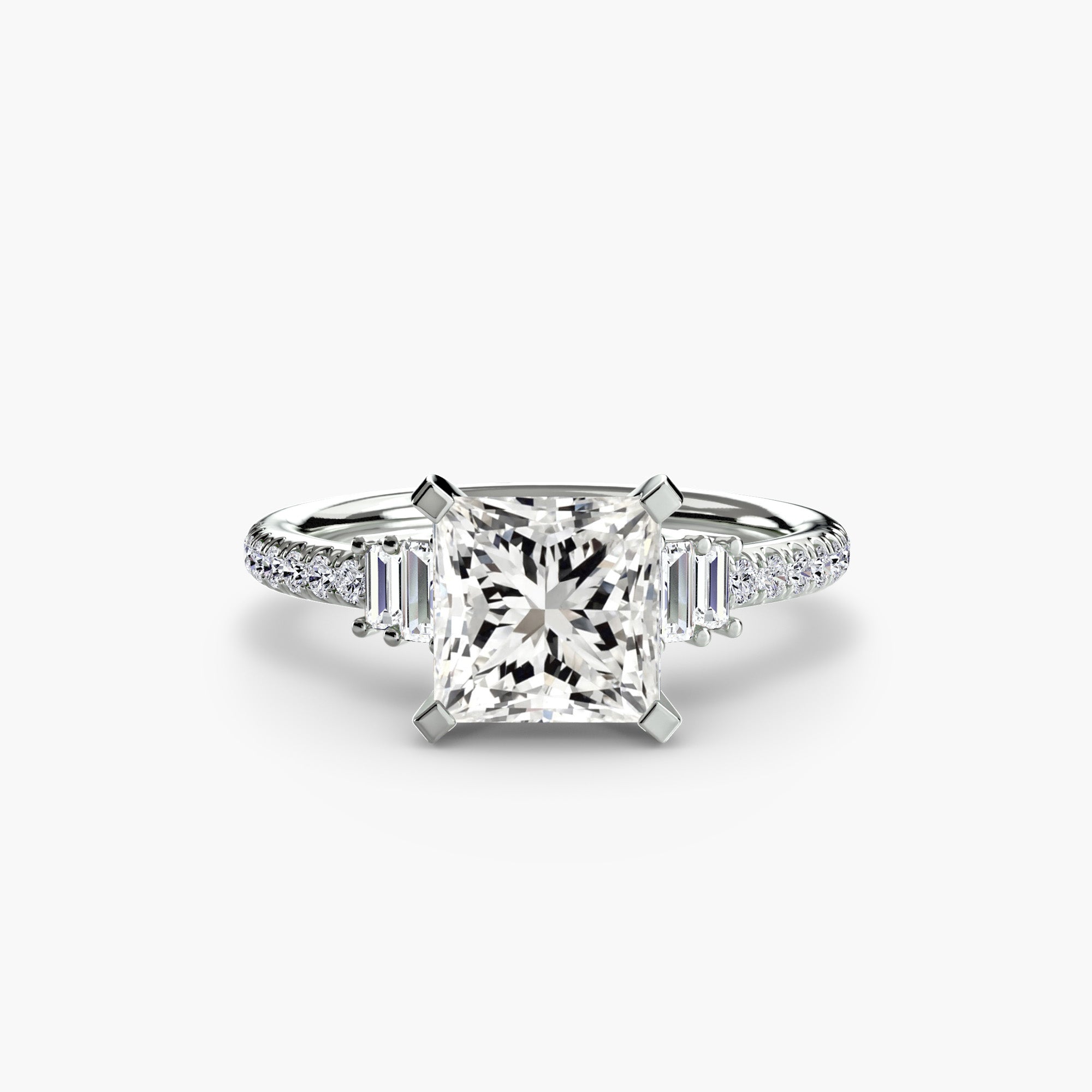 Baguette and Pavé Solitaire Setting