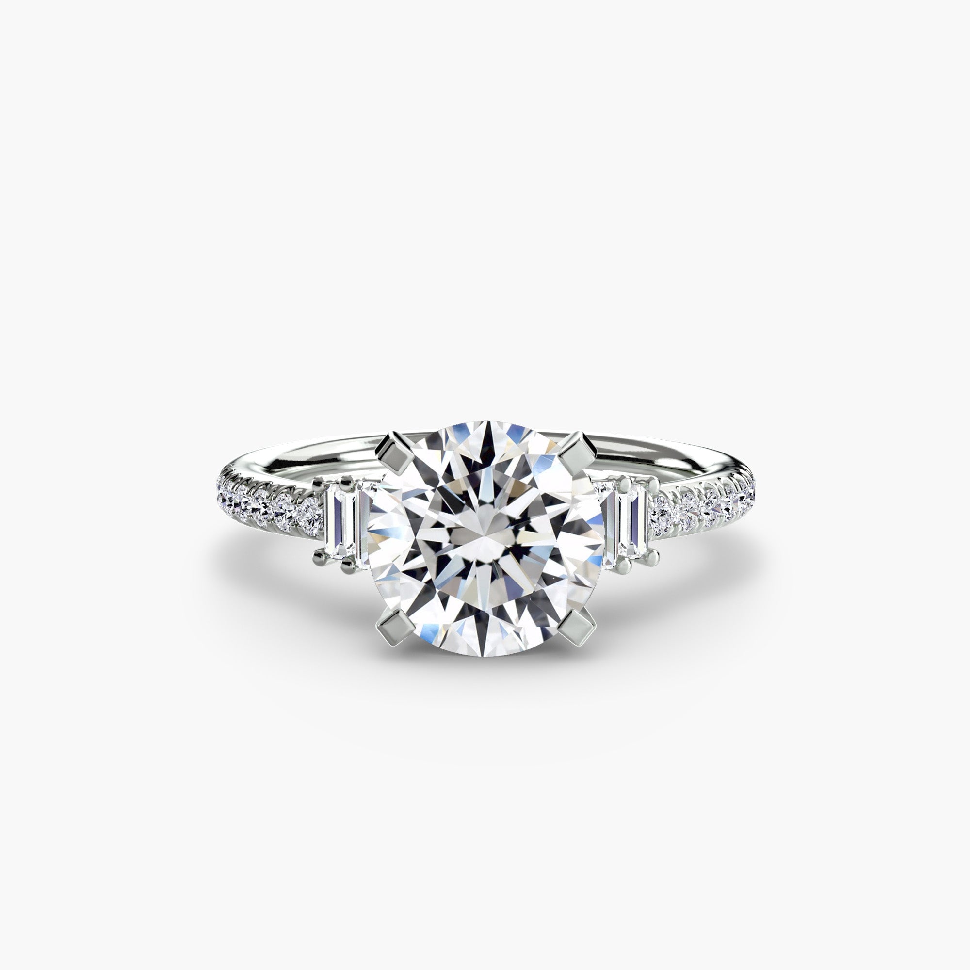 Baguette and Pavé Solitaire Setting