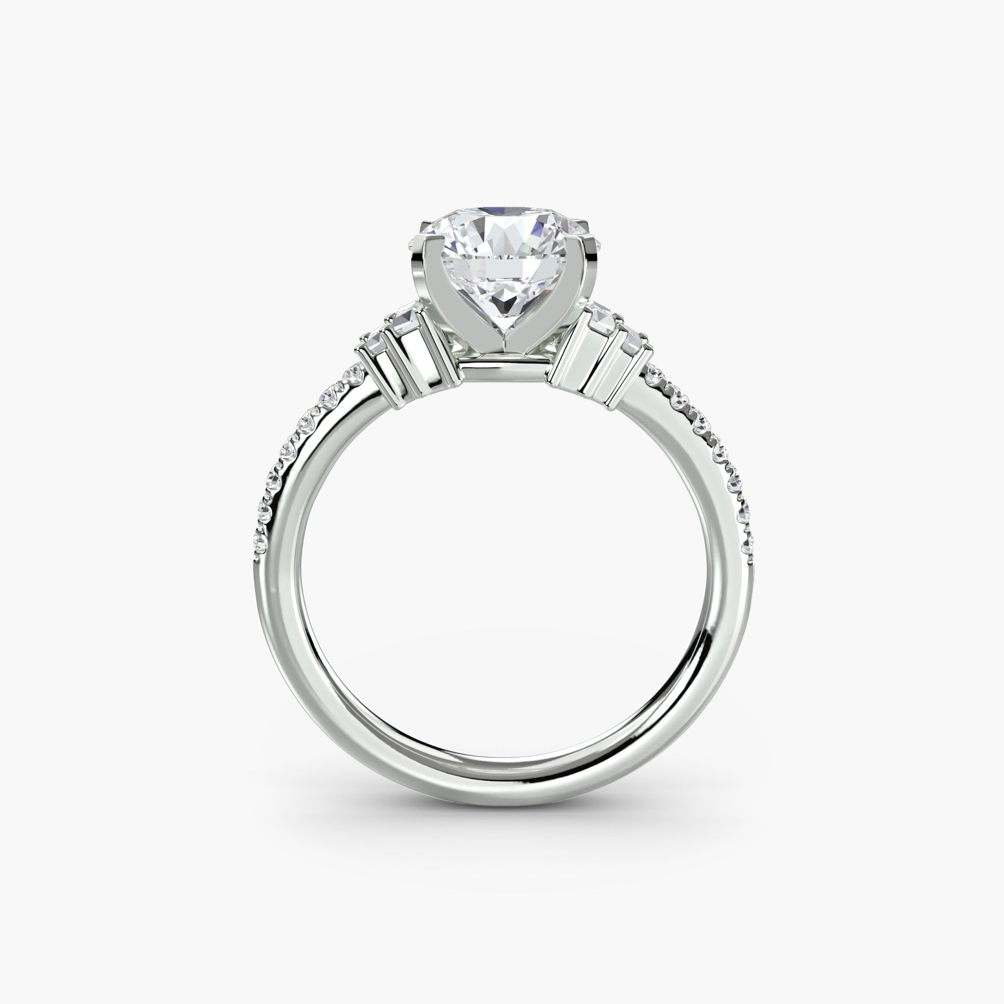 Baguette and Pavé Solitaire Setting