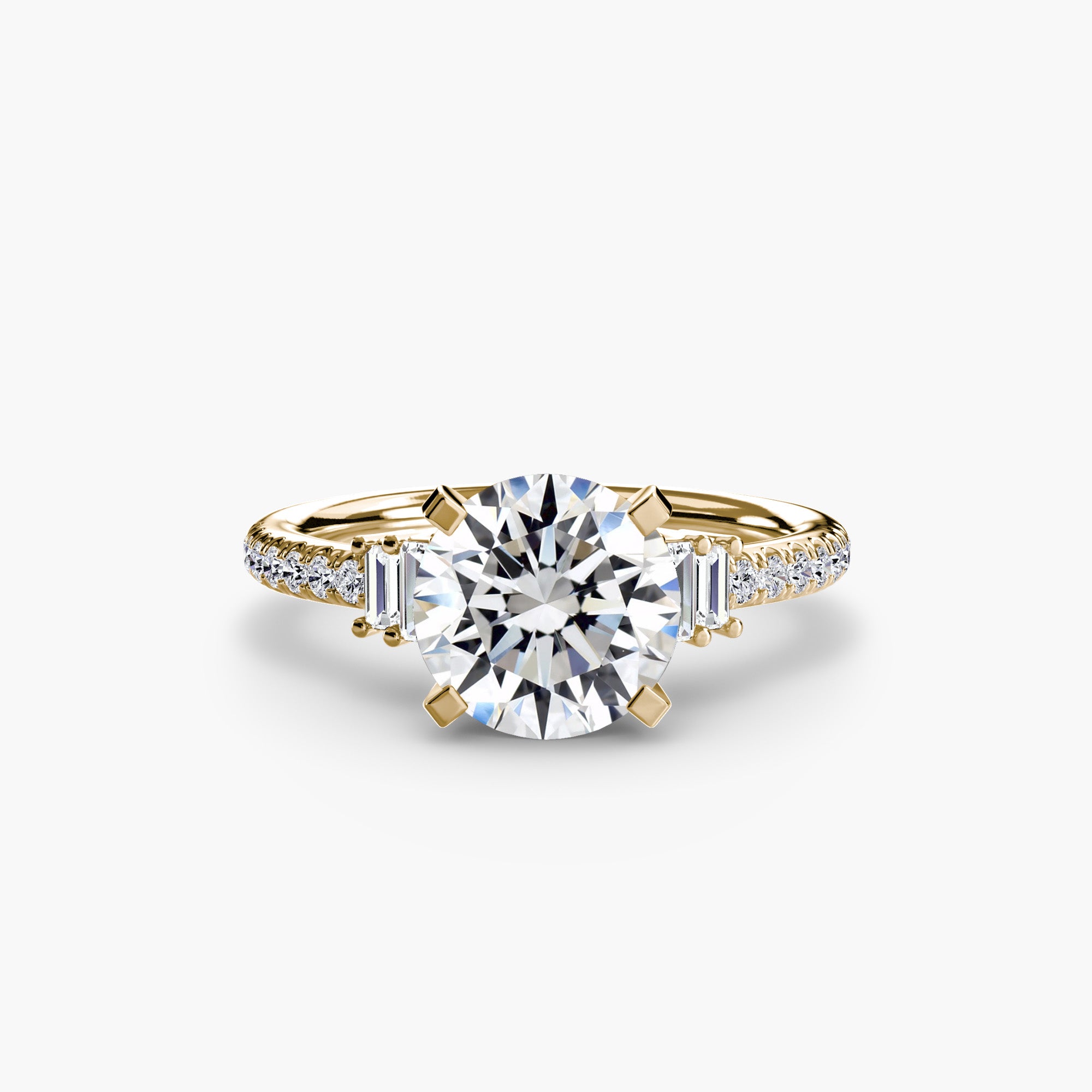 Baguette and Pavé Solitaire Setting
