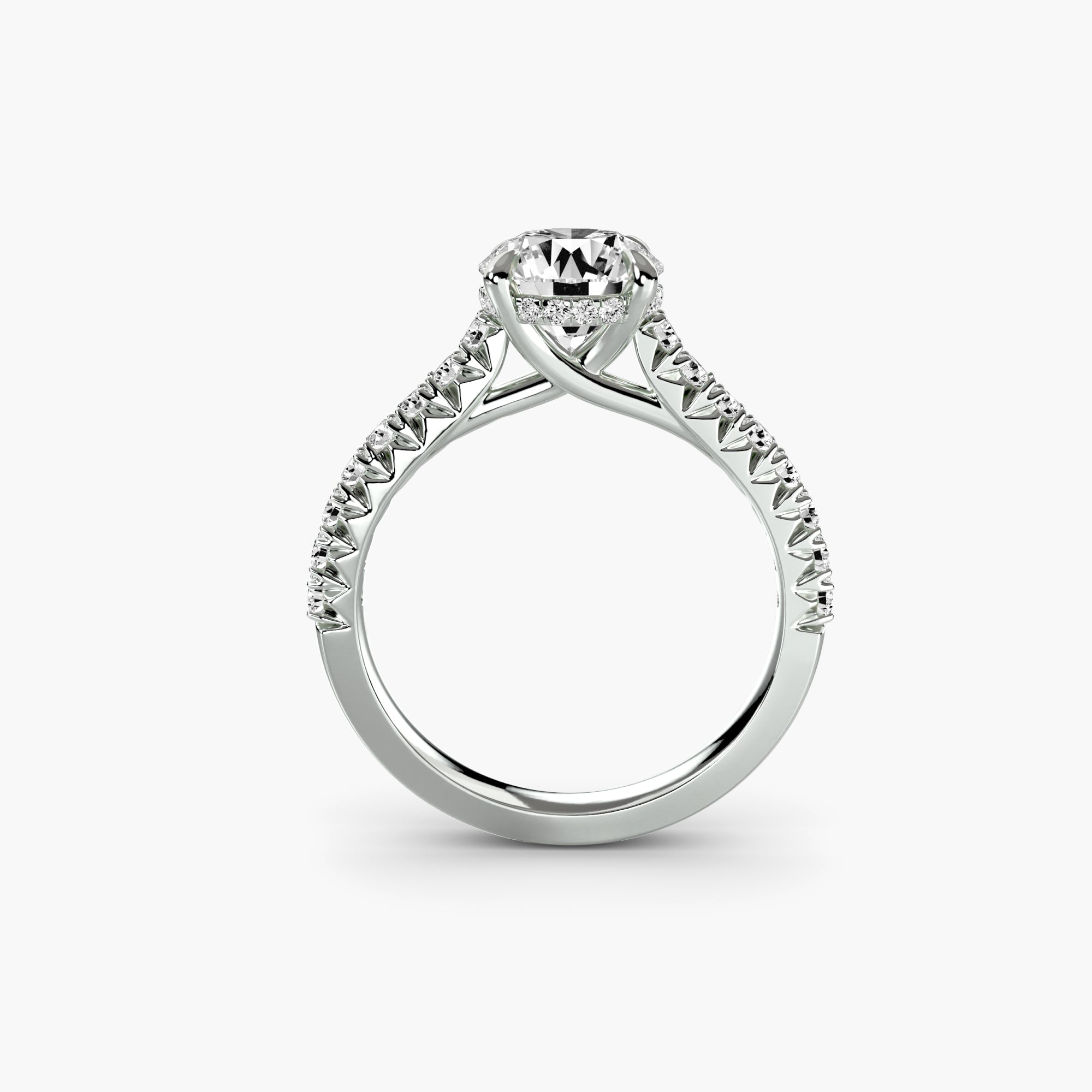 Round Dense Pavé Solitaire Setting