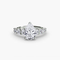 The Graduated Accent Ring ring setting in 14k white gold with pear center stone