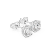 Cushion cut diamond stud earring with push-back closure in 14k white gold