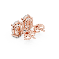 Oval cut diamond stud earring with push-back closure in 14k rose gold