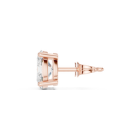 Oval cut diamond stud earring with push-back closure in 14k rose gold