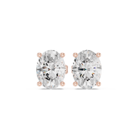 Oval cut diamond stud earring with push-back closure in 14k rose gold