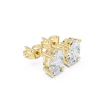 Oval cut diamond stud earring with push-back closure in 14k yellow gold