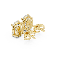 Oval cut diamond stud earring with push-back closure in 14k yellow gold