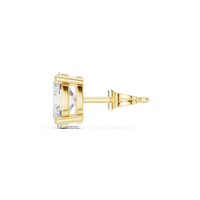 Oval cut diamond stud earring with push-back closure in 14k yellow gold