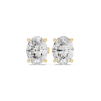 Oval cut diamond stud earring with push-back closure in 14k yellow gold