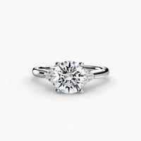 Solitaire with Cluster Shoulders ring setting in 14k white gold