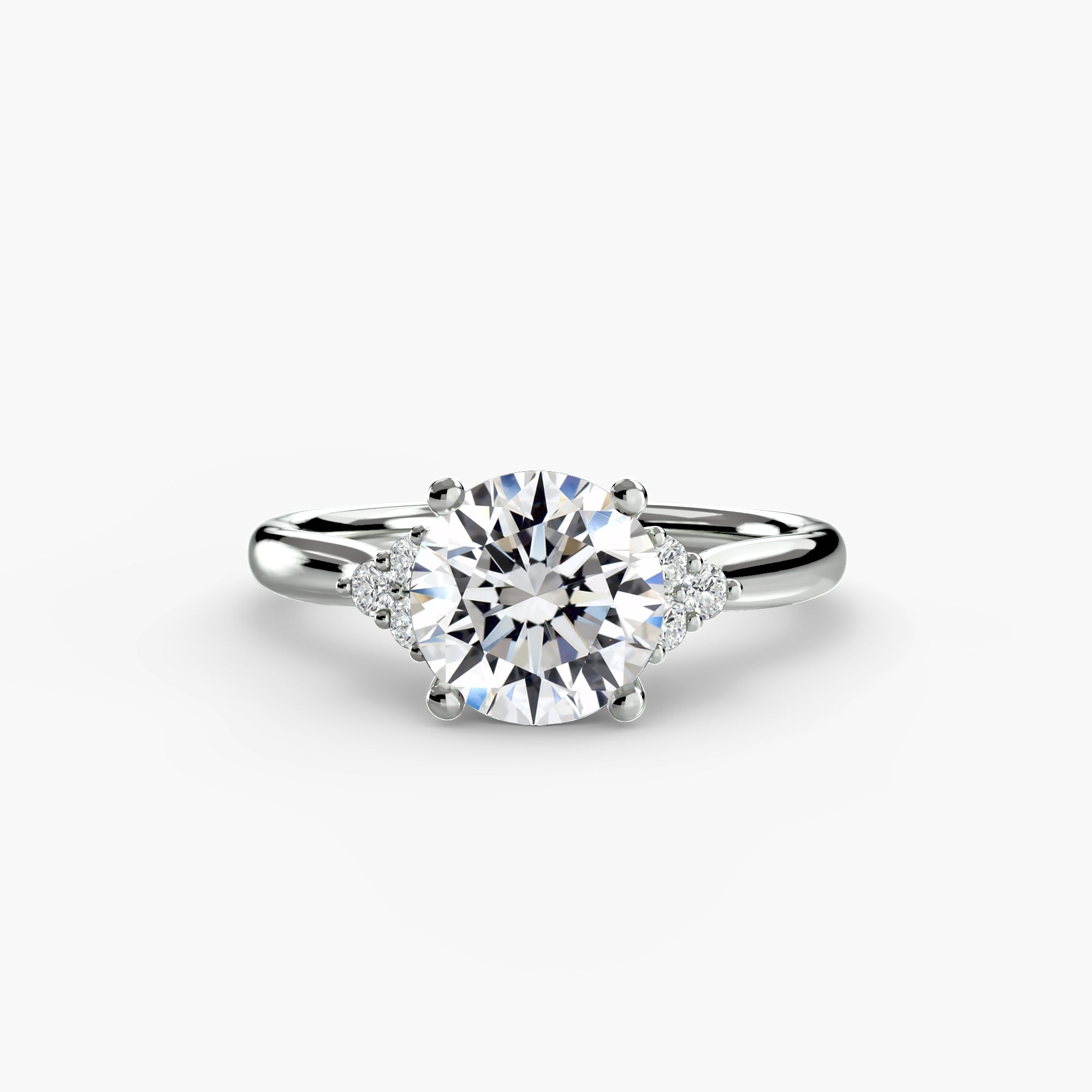 Round Cluster Shoulder Solitaire Setting