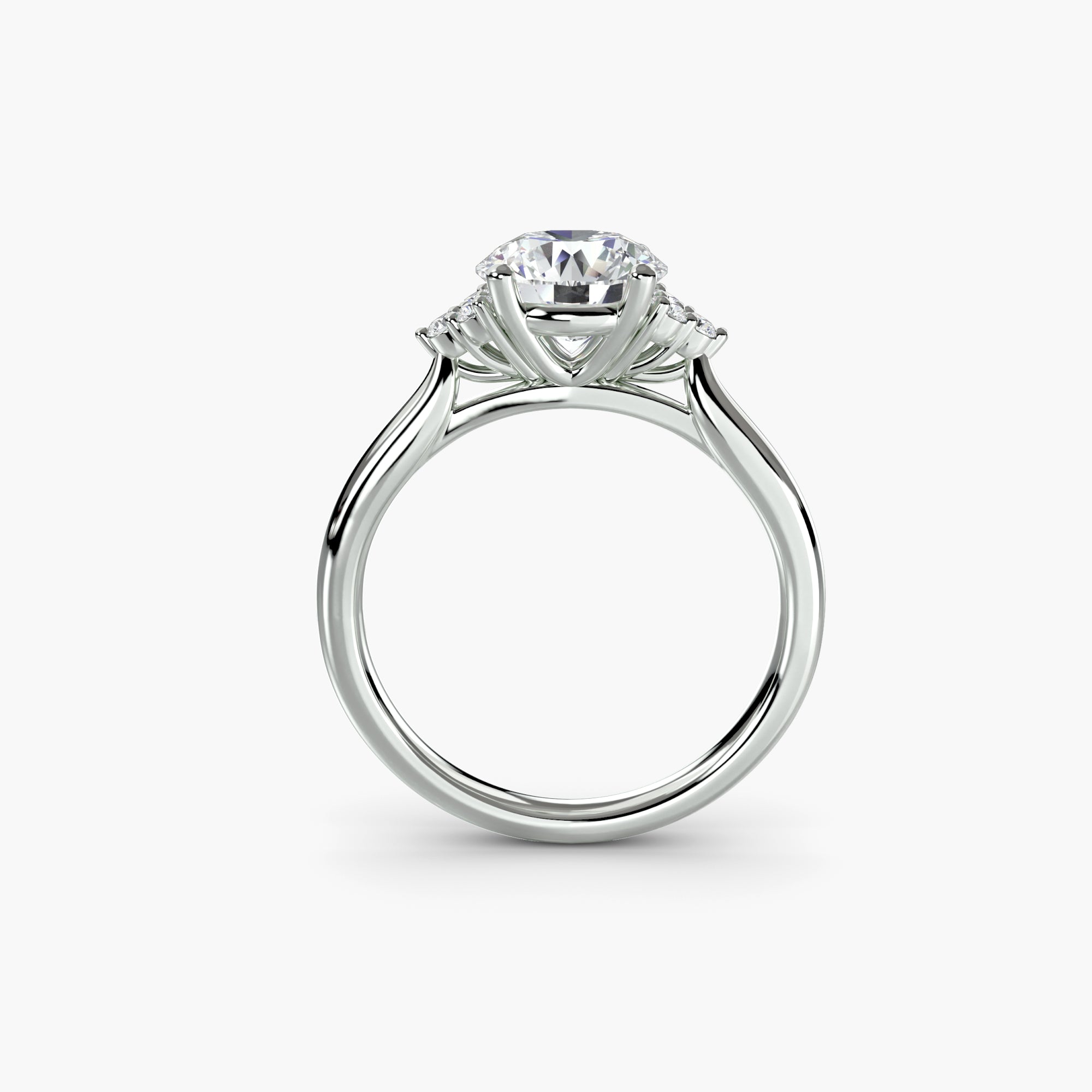 Round Cluster Shoulder Solitaire Setting