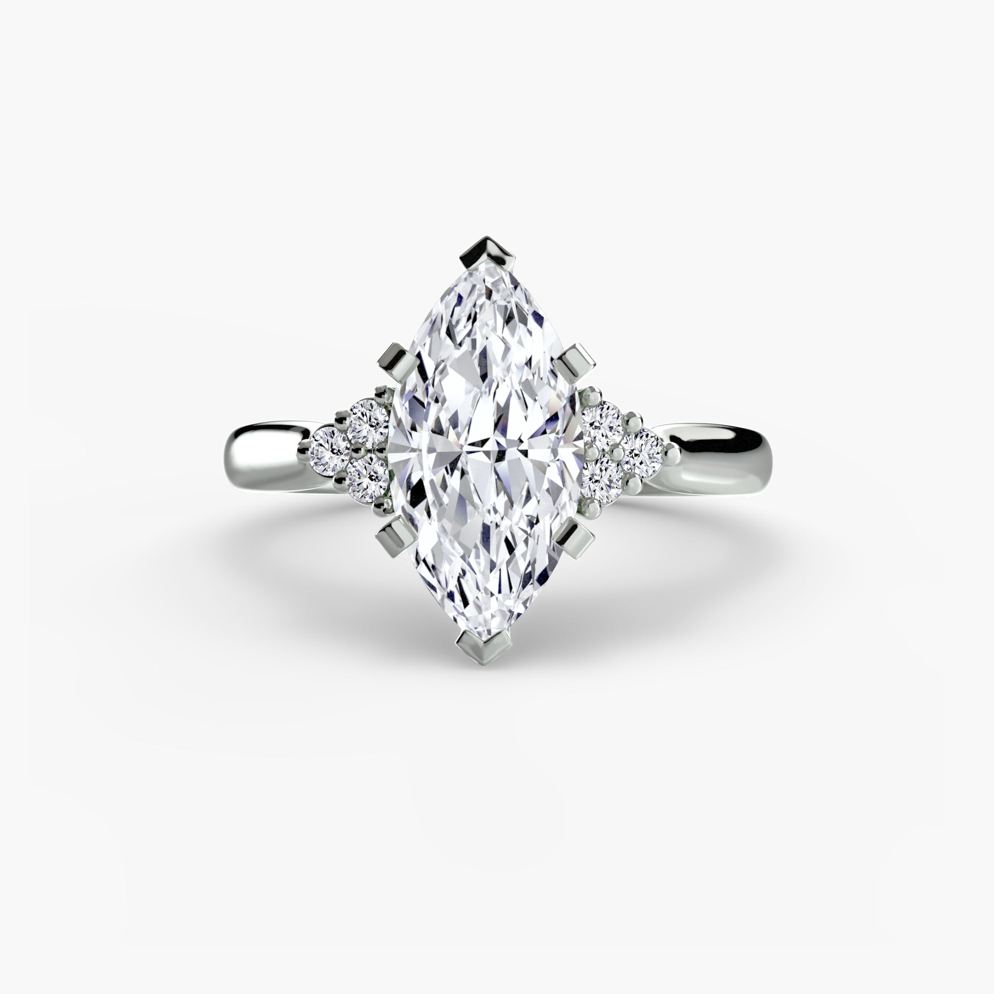 Wide Band Cluster Shoulder Solitaire Setting