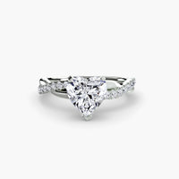 The Emerald Twist Pavé Ring ring setting in 14k white gold with heart center stone