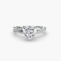 The Emerald Twist Pavé Ring ring setting in 14k white gold with heart center stone