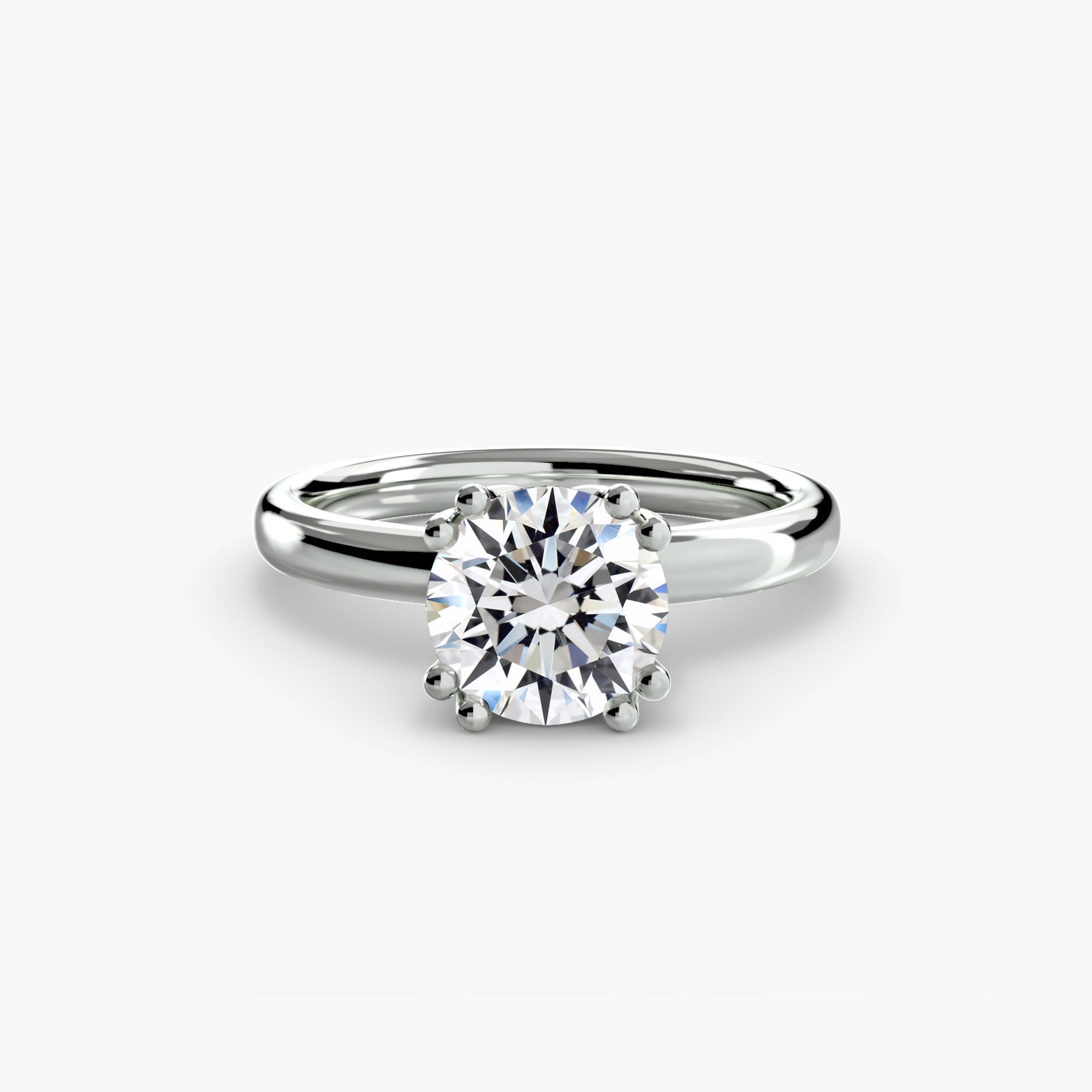 Solitaire ring 5 ring setting in 14k white gold with round center stone