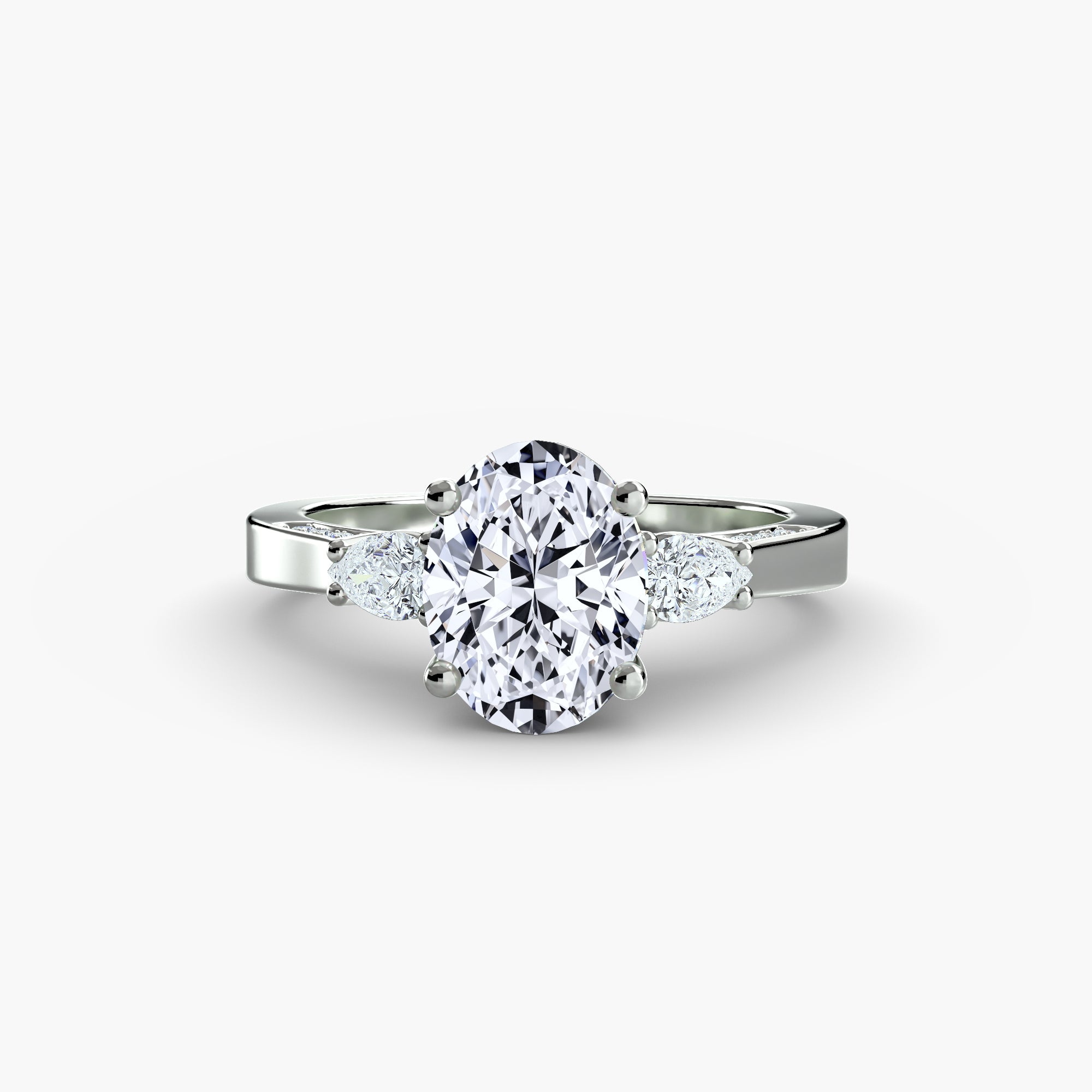 Oval Three Stone Pavé Setting