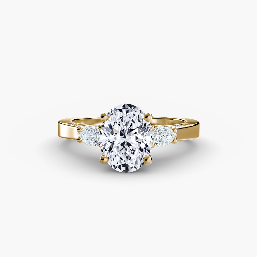 Oval Three Stone Pavé Setting